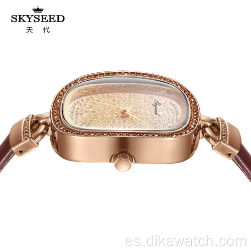 SKYSEED reloj femenino pequeño y sencillo con diamantes